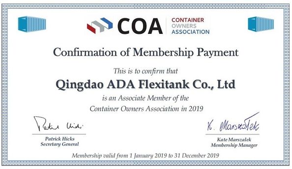 China Qingdao ADA Flexitank Co., Ltd Certificaciones